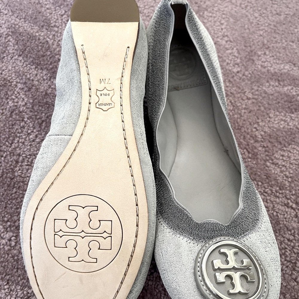 Tory Burch flats (velvet trim) with Chrystals. Never been worn